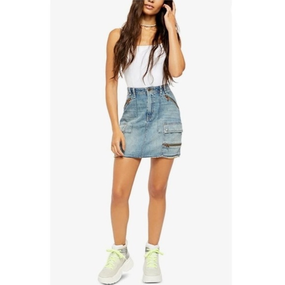 We the Free True Denim Cargo Skirt